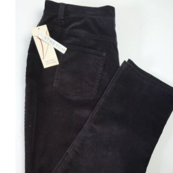 Valerie Stevens Petite Womens 12P Stretch Black Corduroy Pants NWT - Picture 4 of 13